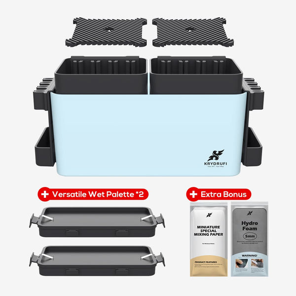 KRYDRUFI All - in - One Modular Art Box Basic Set — with 2PCS Wet Palette and 50CPS Miniature Mixing Papers and 2PCS Foam - KRYDRUFI - AU