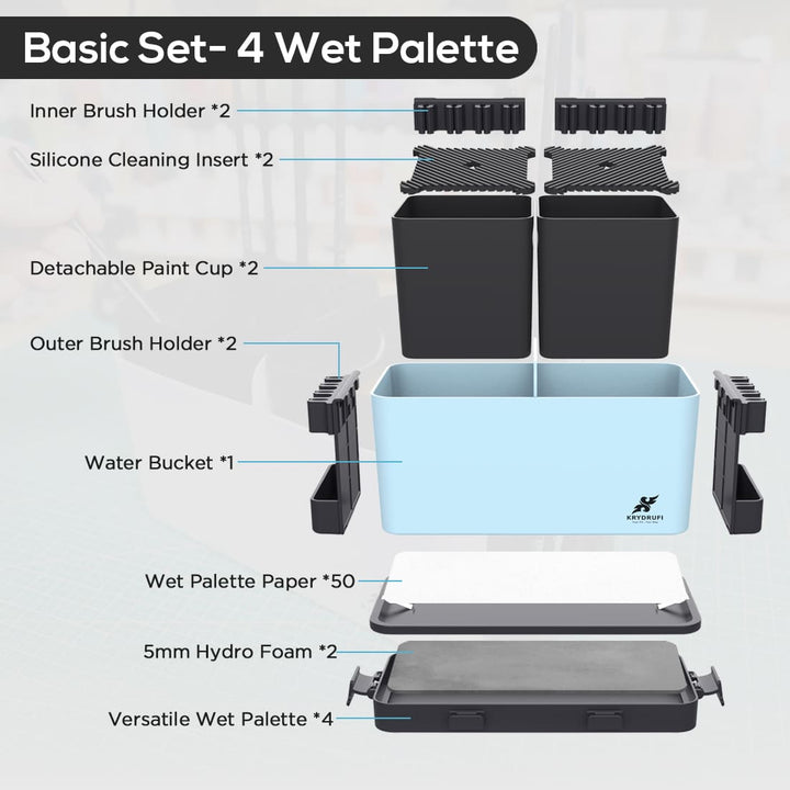 KRYDRUFI All - in - One Modular Art Box Basic Set — with 4PCS Wet Palette and 50CPS Miniature Mixing Papers and 2PCS Foam - KRYDRUFI - AU